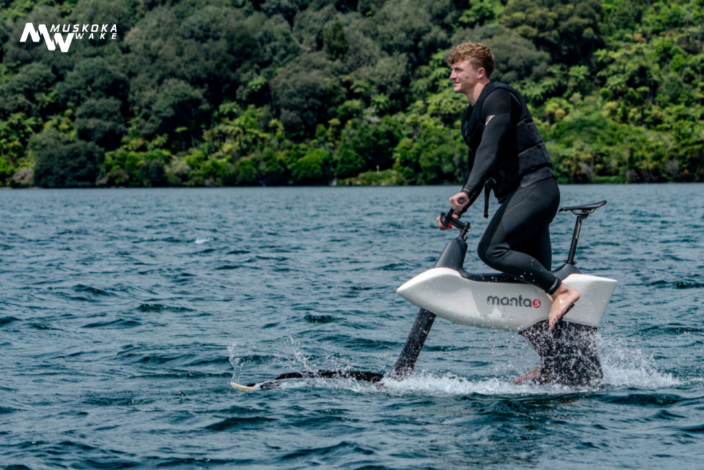  Man on Manta5 Hydrofoil Bike riding